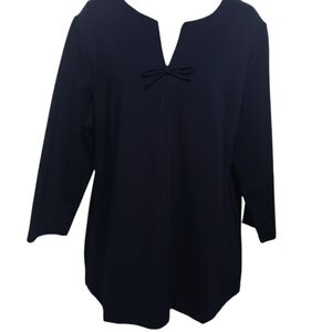 Talbots V-Neck Bow 3/4 Sleeve Top